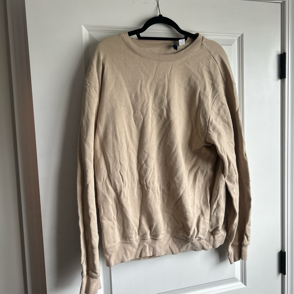 H&M Tan Crewneck Sweater Soft Knit Casual